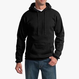 Port & Company Core Fleece Pullover Hooded Sweatshirt Sz M Black